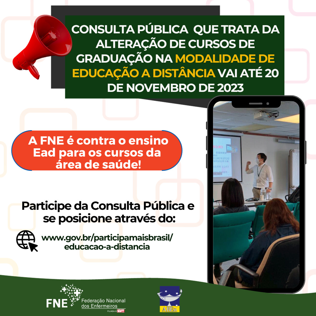 Enfermagem unida contra o ensino EaD para os cursos da área de saúde