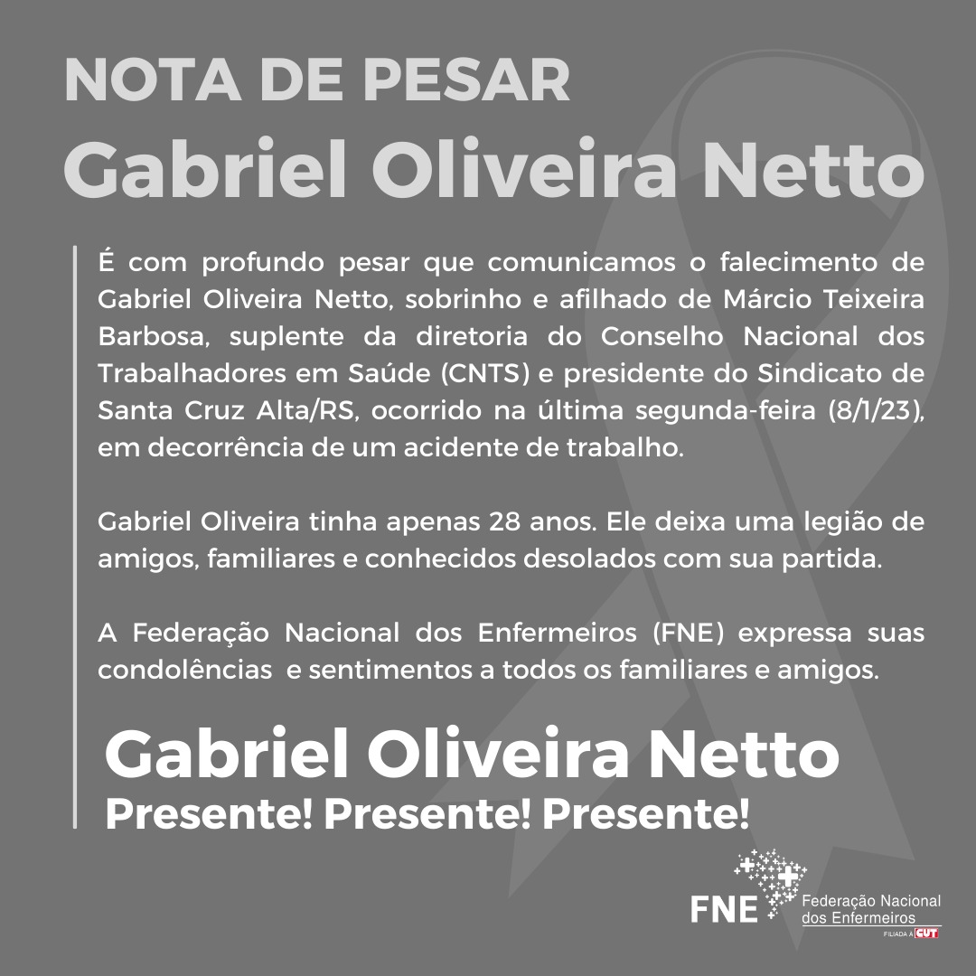 Nota de pesar - FNE - Gabriel Oliveira Netto