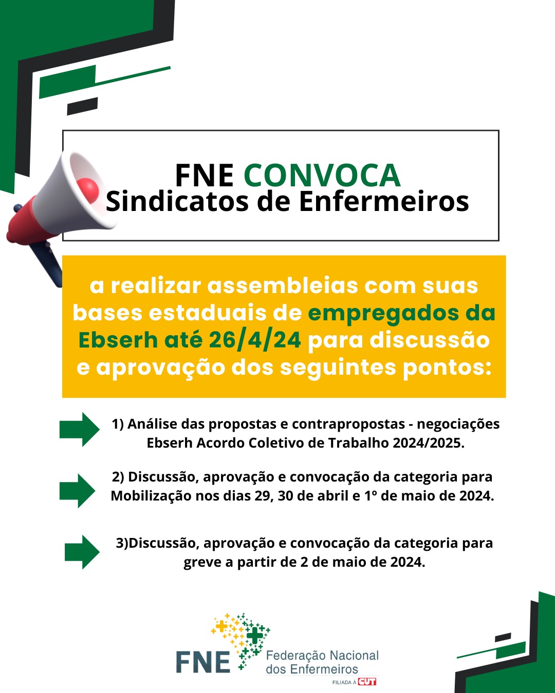 FNE Convoca Sindicatos de Enfermeiros