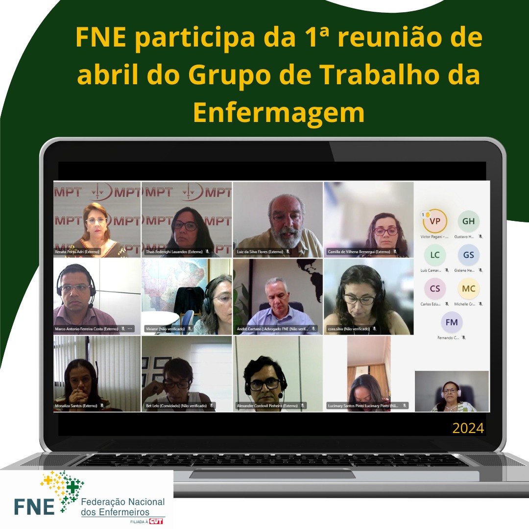 FNE participa da 1ª reunião de abril do Grupo de Trabalho da Enfermagem