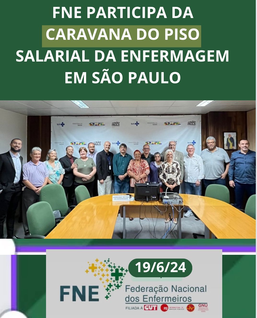 FNE participa da Caravana do Piso Salarial da Enfermagem em São Paulo