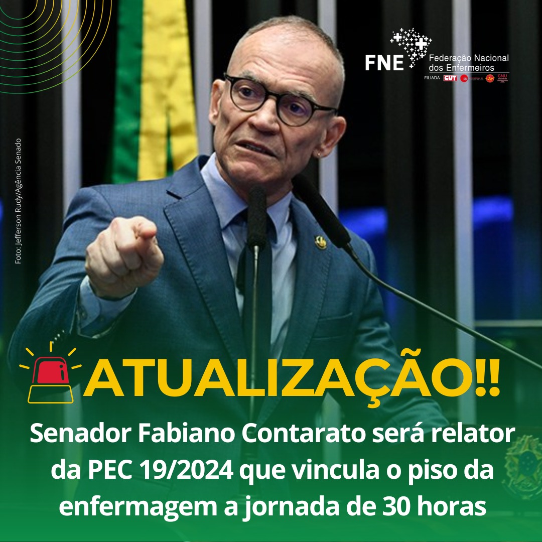 Senador Fabiano Contarato será relator da PEC 19/2024 que vincula o piso da enfermagem à jornada de 30 horas