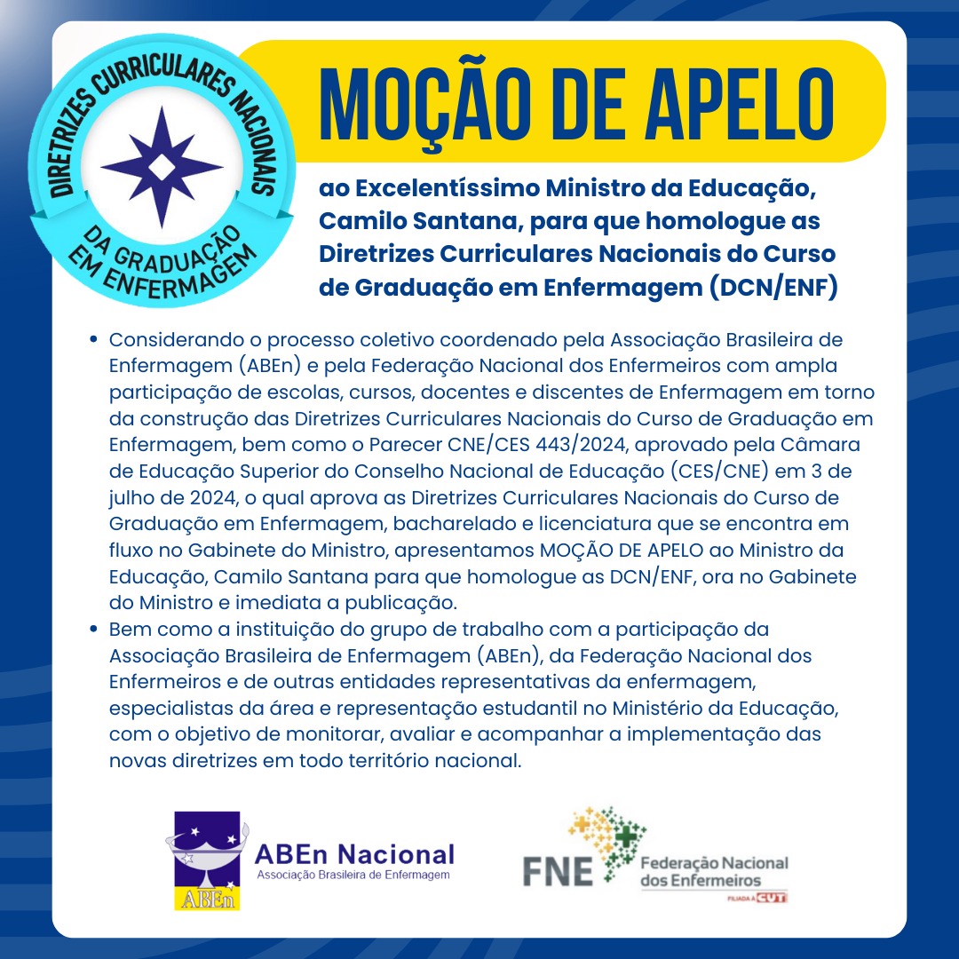 ABEn e FNE demandam homologação urgente das novas diretrizes para Enfermagem