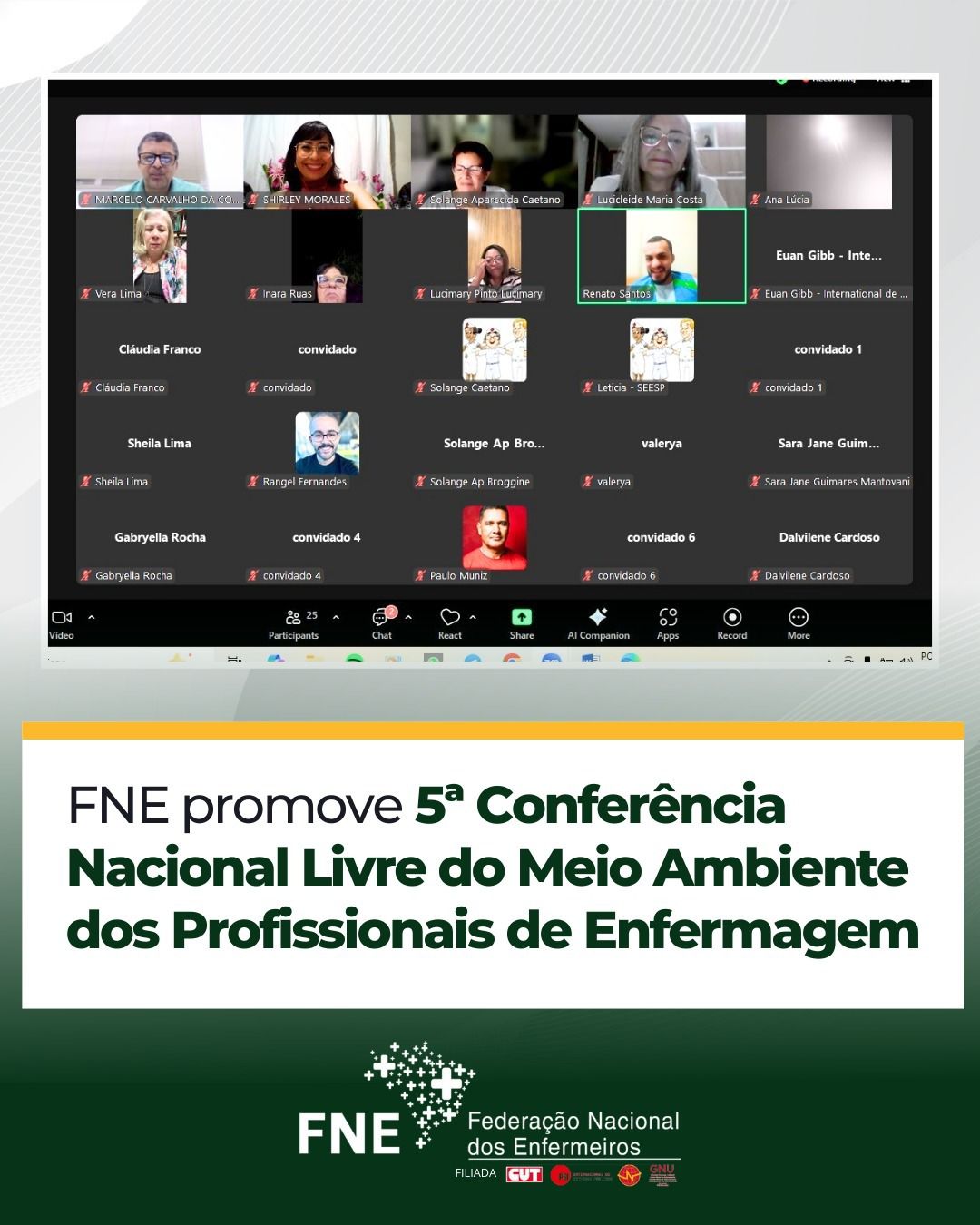FNE realiza Conferência Nacional Livre do Meio Ambiente dos Profissionais de Enfermagem