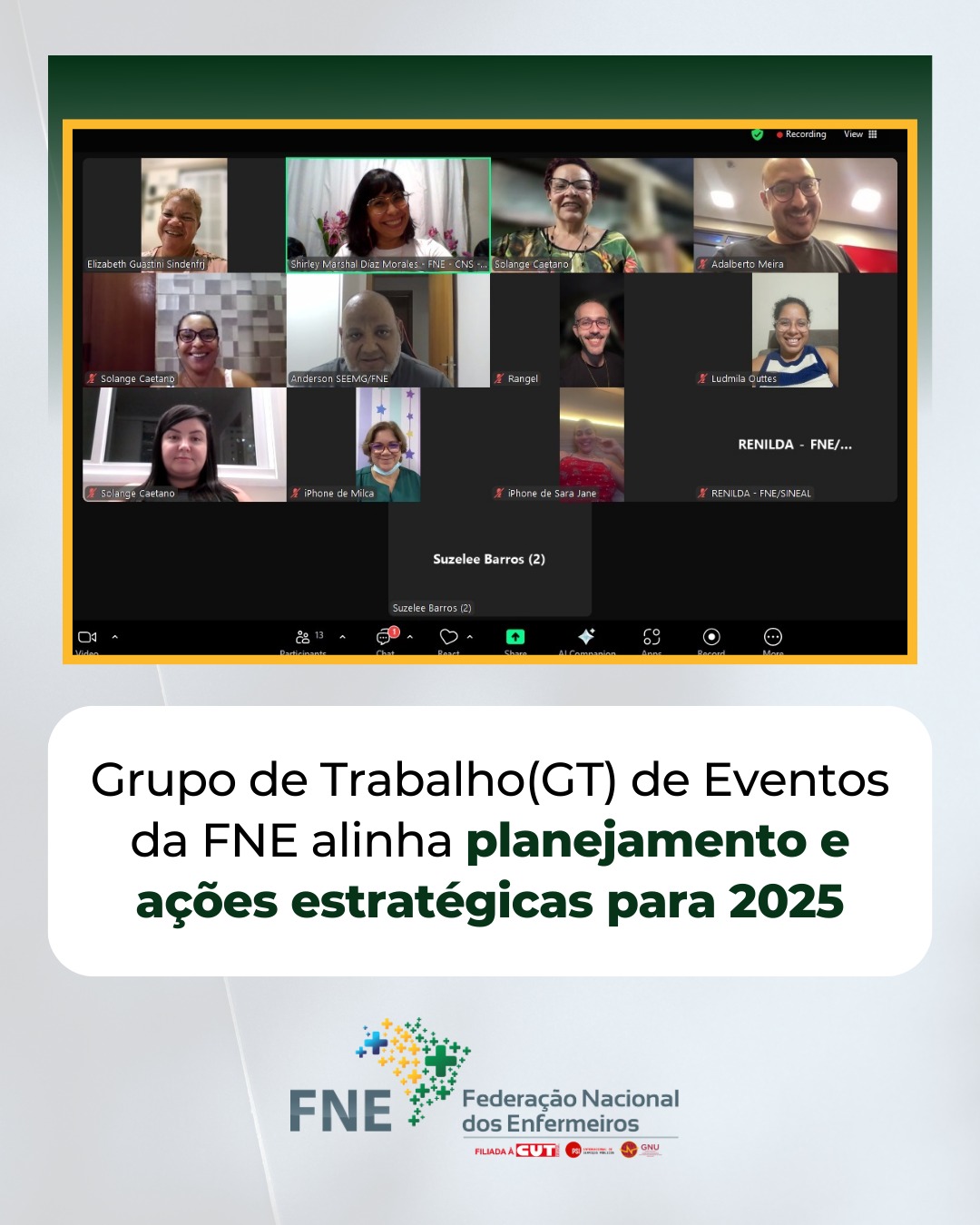 Grupo de Trabalho(GT) de Eventos da FNE alinha planejamento e ações estratégicas para 2025
