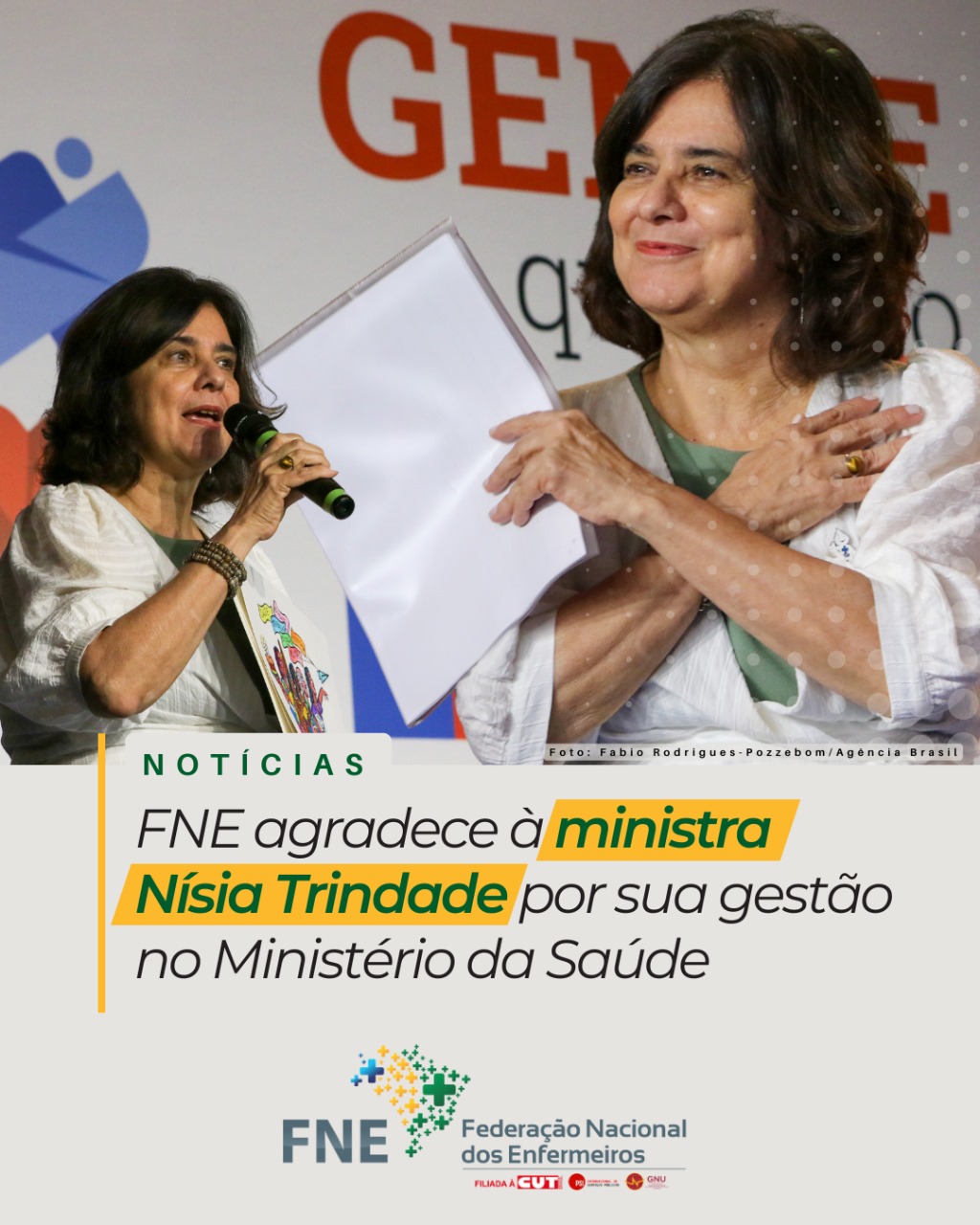 FNE agradece à ministra Nísia Trindade por sua gestão no Ministério da Saúde 