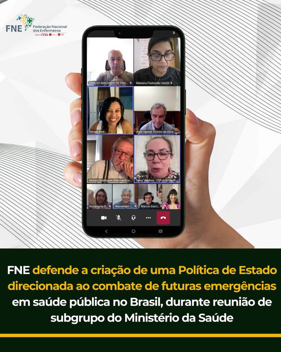 FNE defende a criação de uma Política de Estado direcionada ao combate de futuras emergências em saúde pública no Brasil, durante reunião de subgrupo do Ministério da Saúde