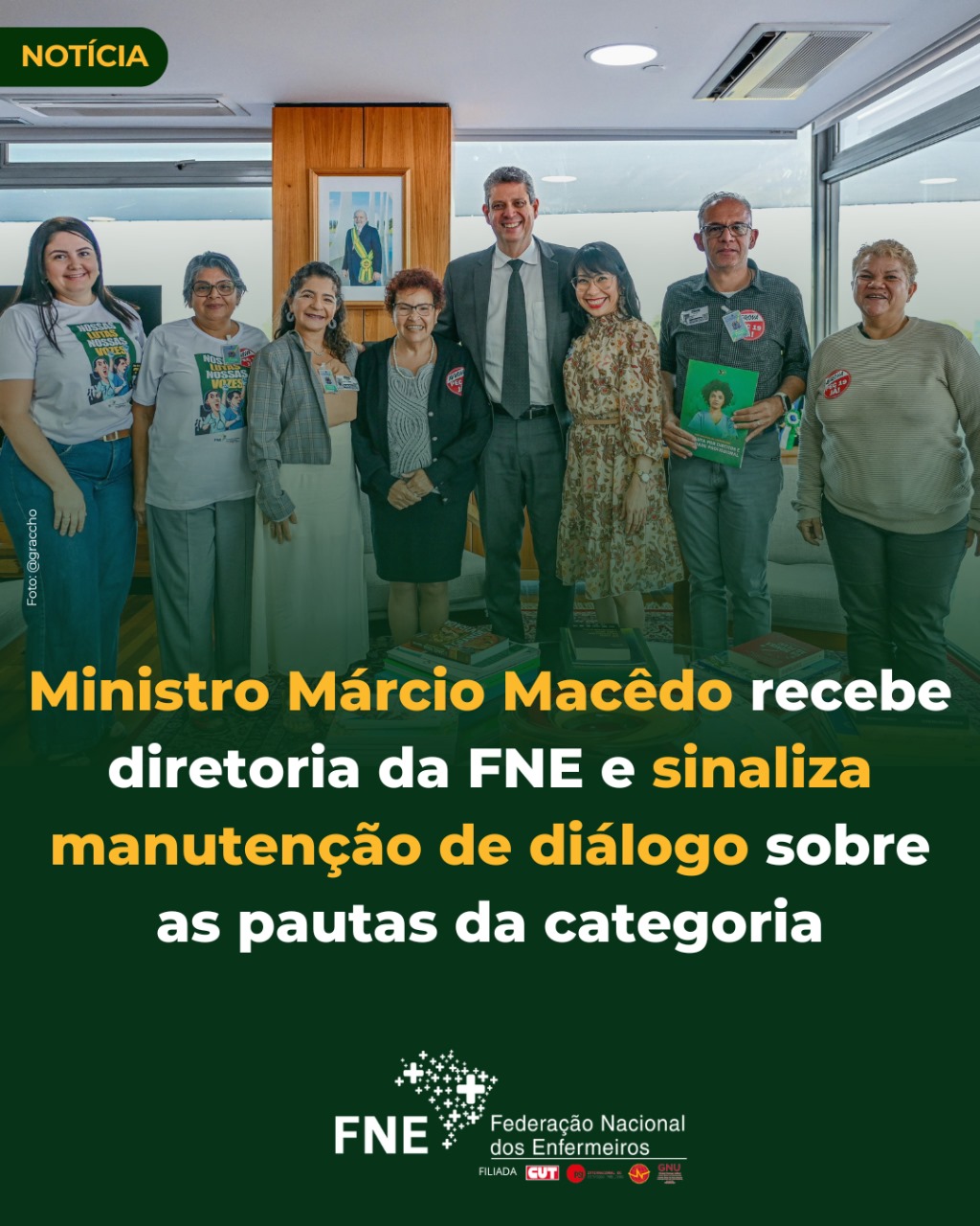 Ministro Márcio Macêdo recebe representantes da Enfermagem e sinaliza apoio à PEC19/2024