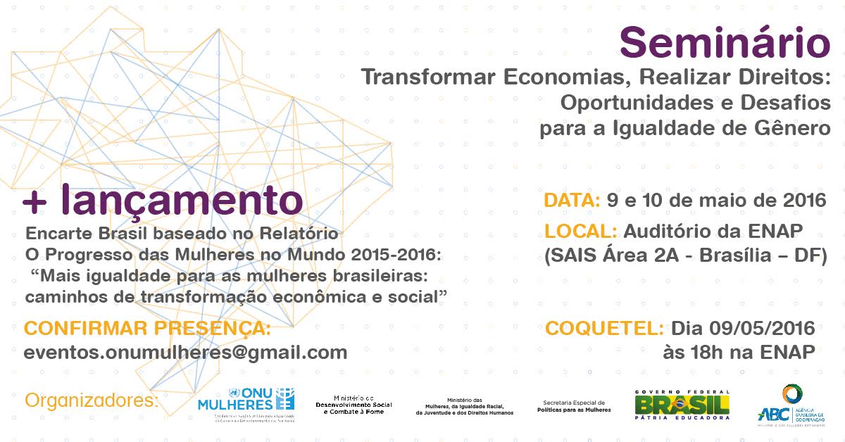 ONU Mulheres e Brasil promovem seminário internacional sobre igualdade de gênero e economia