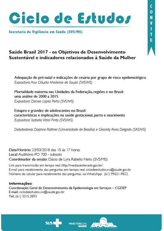 1º Ciclo de Estudos de 2018 trará tema relacionado à saúde da mulher