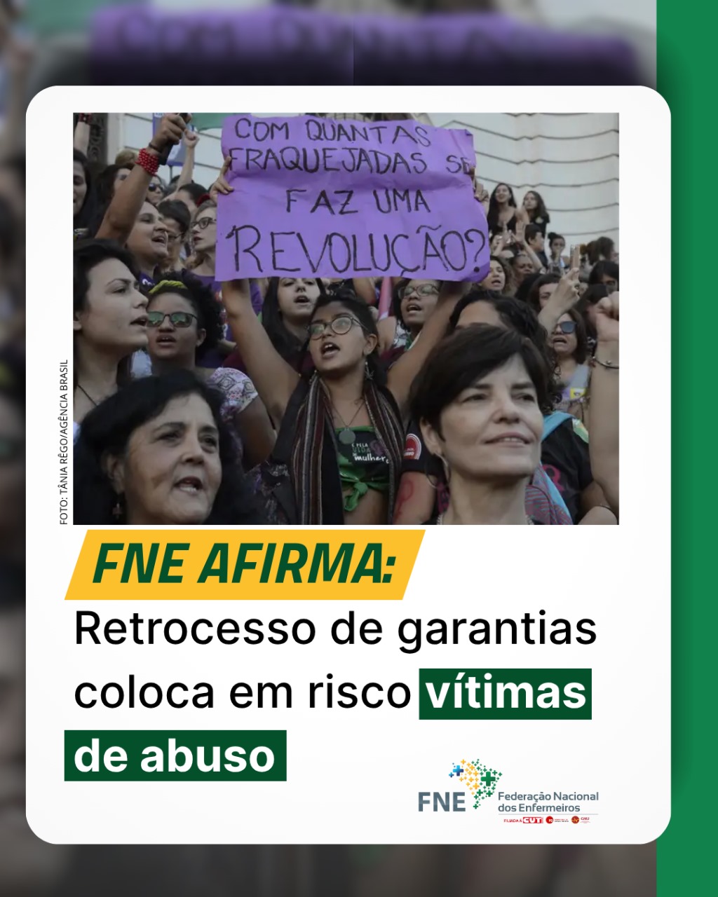 FNE afirma: retrocesso de garantias coloca em risco vítimas de abuso