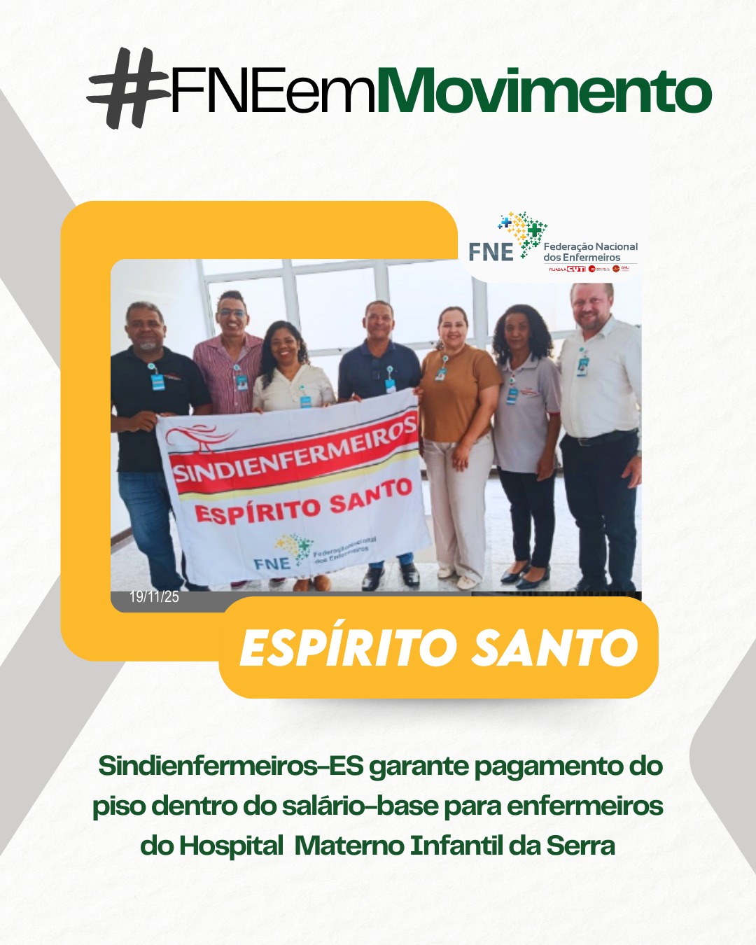 Sindienfermeiros-ES garante pagamento do piso dentro do salário-base para enfermeiros do Hospital  Materno Infantil da Serra