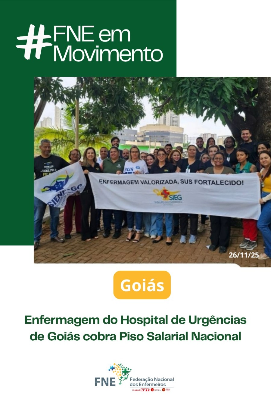 Enfermagem do Hospital de Urgências de Goiás cobra Piso Salarial Nacional