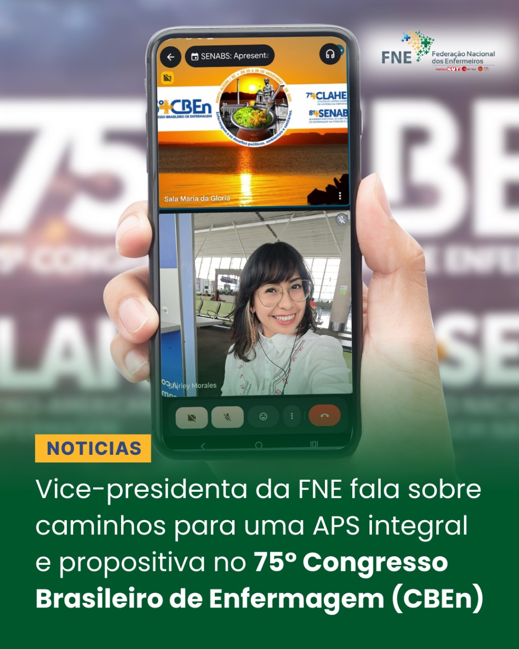 Vice-presidenta da FNE fala sobre caminhos para uma APS integral e propositiva no 75° Congresso Brasileiro de Enfermagem (CBEn)