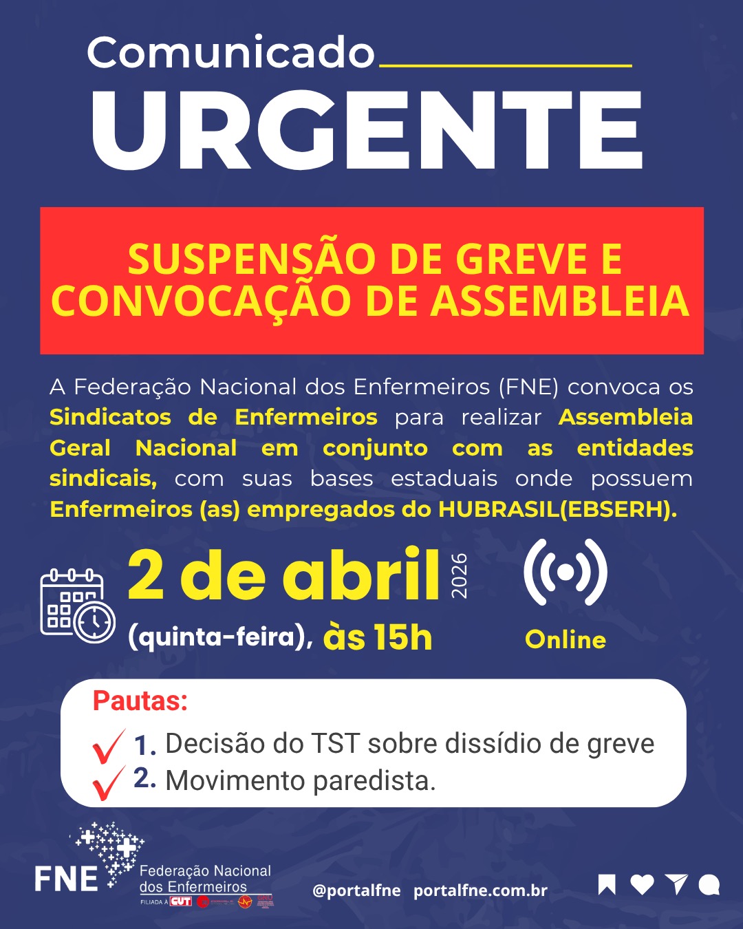 ATENÇÃO, ENFERMEIROS(AS) DO HUBRASIL (EBSERH)!